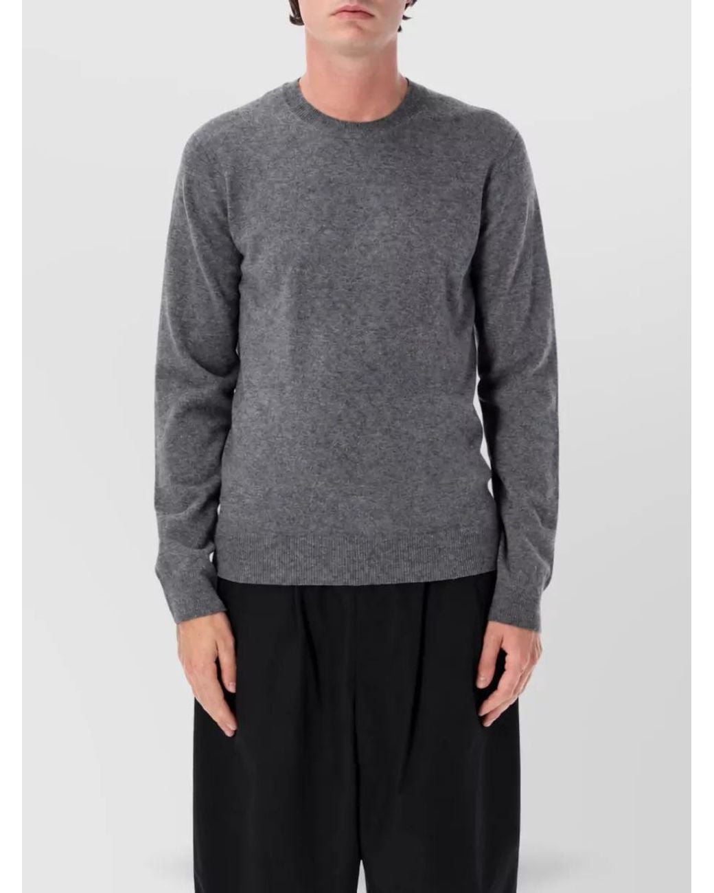 Comme des Garçons Gray Wool Ribbed Crewneck Sweater for men