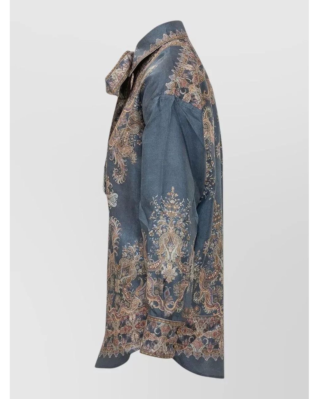 Zimmermann Blue Silk Printed Long-Sleeve Shirt