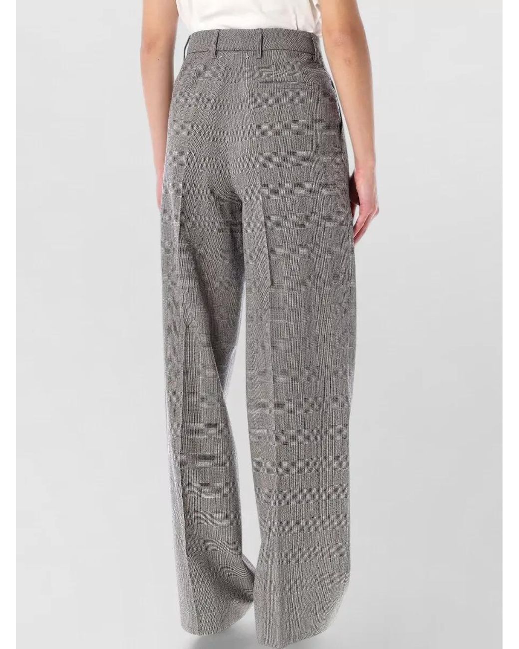 Golden Goose Deluxe Brand Gray Virgin Wool Prince Of Wales Wide-Leg Trousers