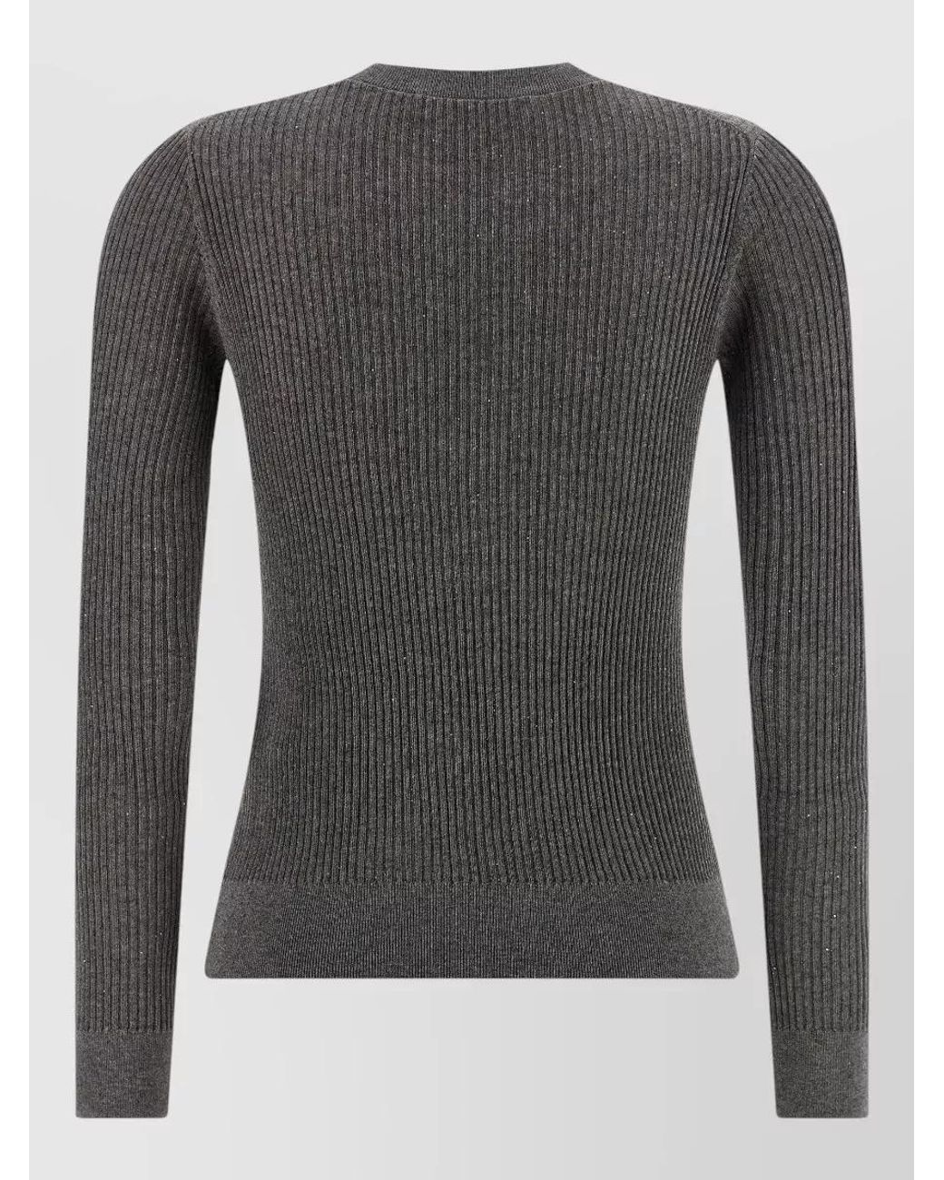 Max Mara Gray Silk Wool Ribbed Sweater