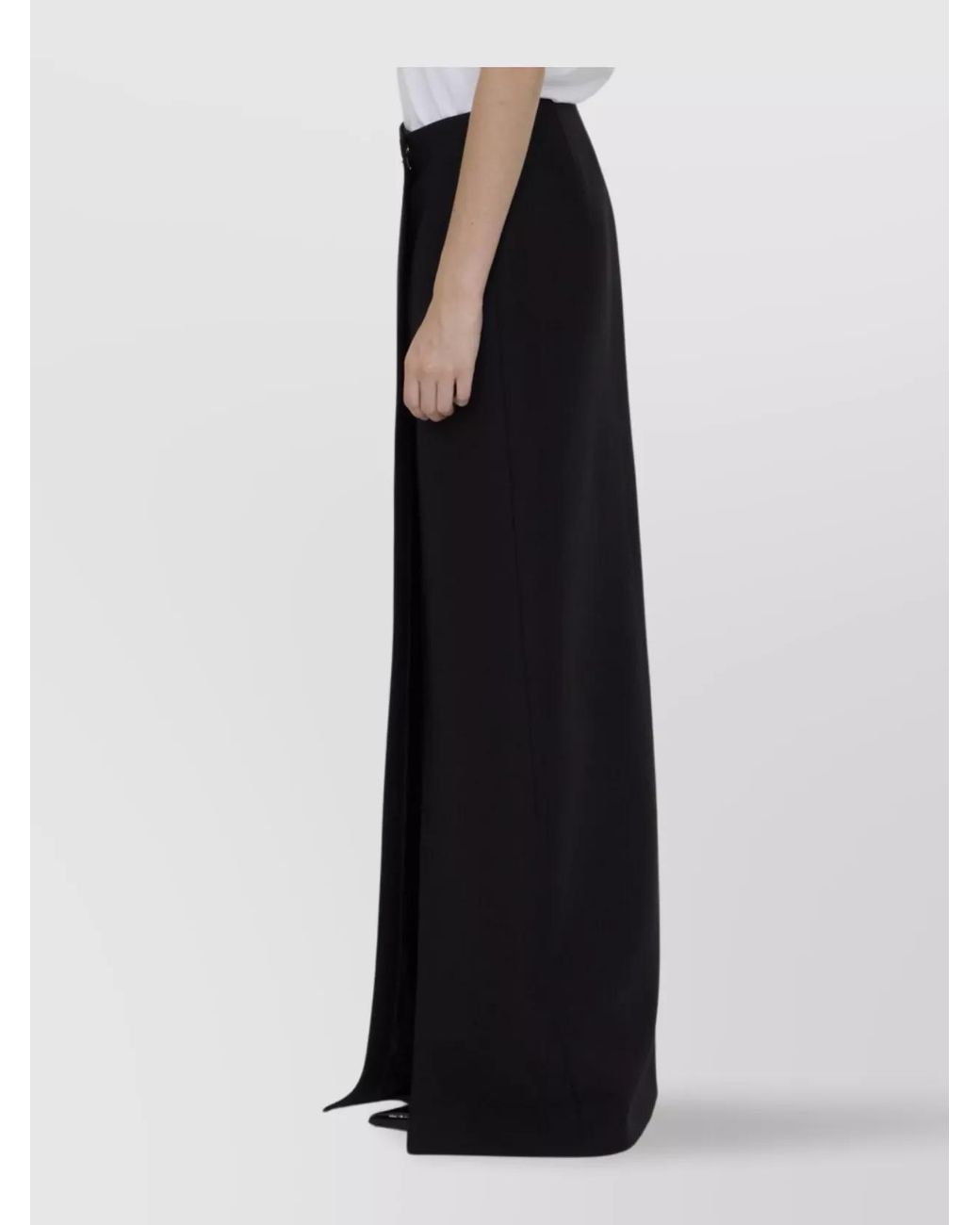 Valentino Garavani Black Silk Wool Wrap Maxi Skirt
