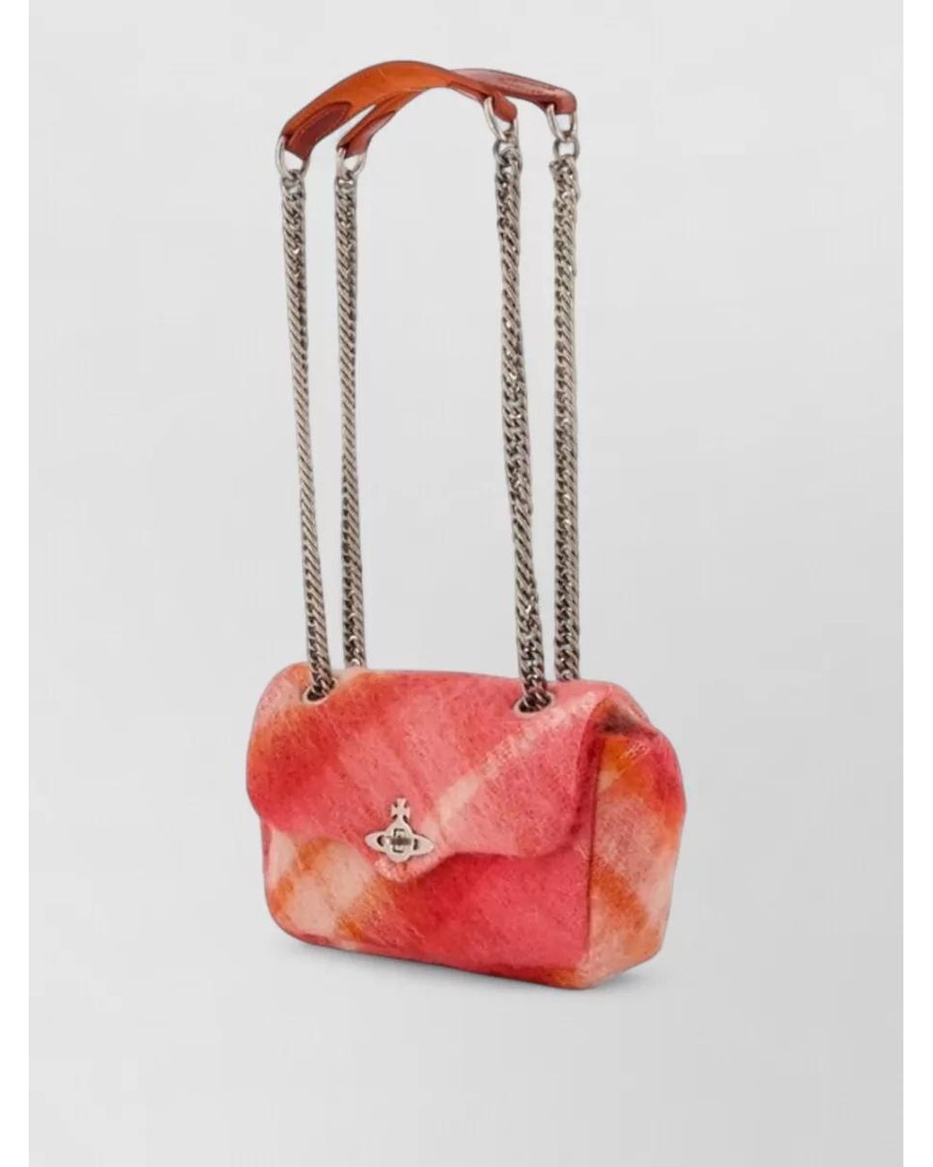 Vivienne Westwood Red Anita Chain Small Wool Clutch Bag