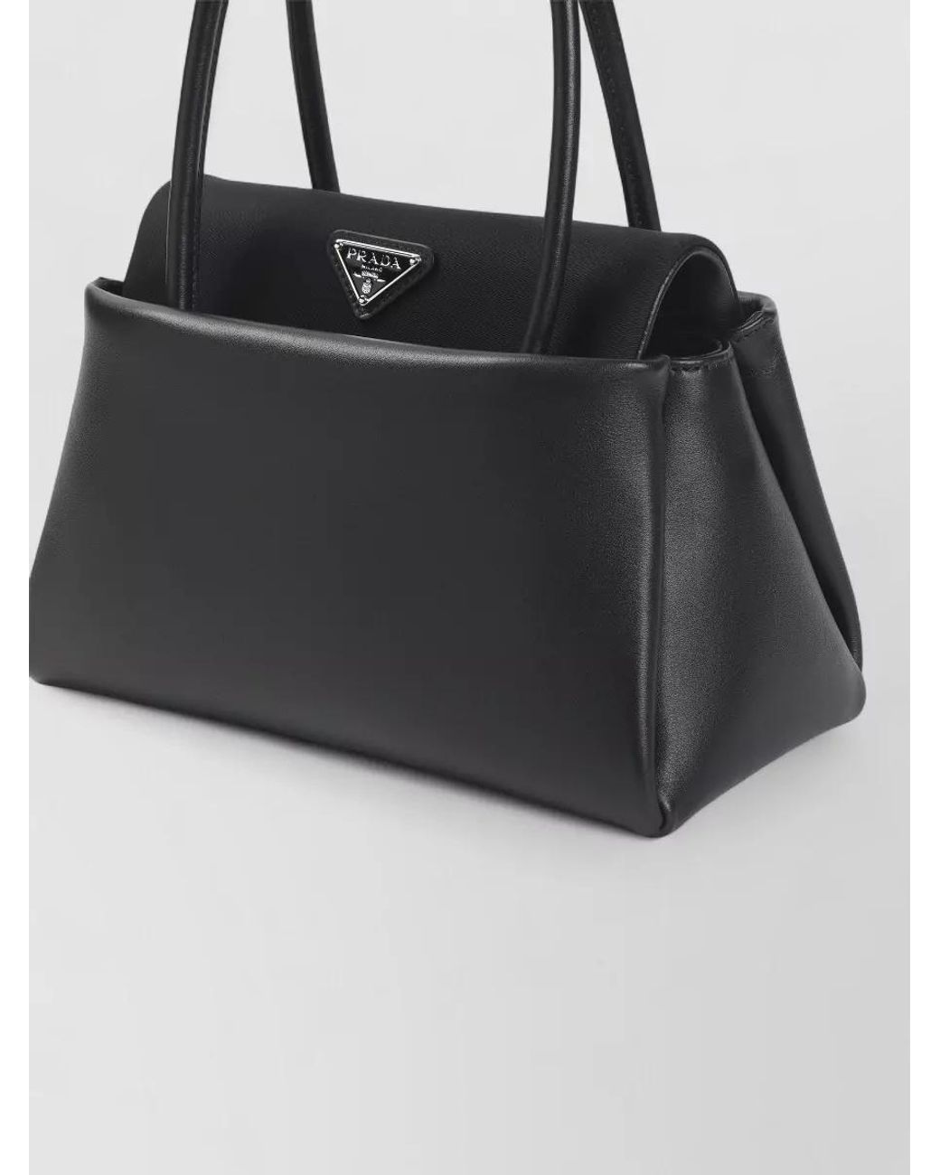 Prada Black Triangle Leather Tote Bag