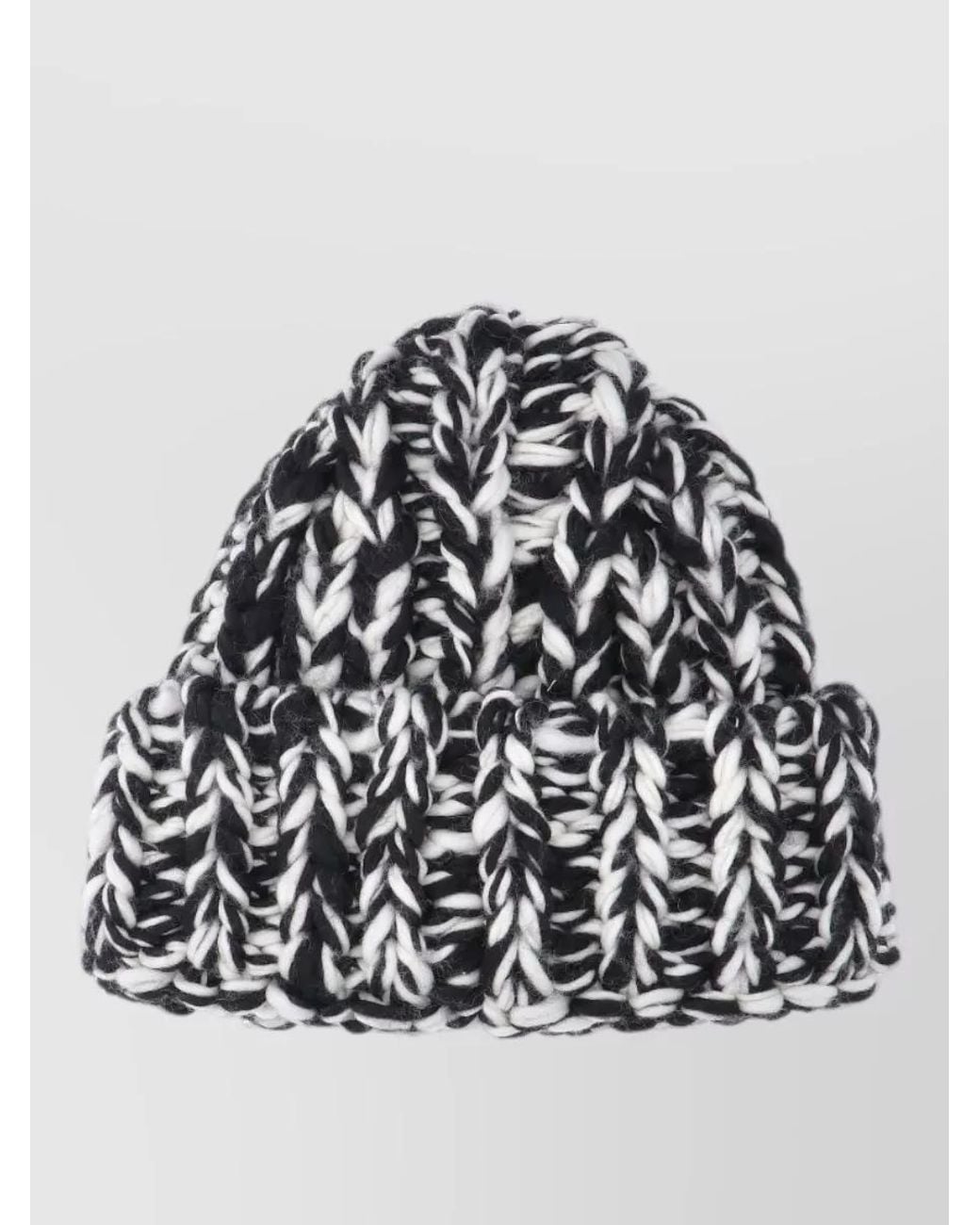 AMI Black Wool Chunky-Knit Oversized Beanie