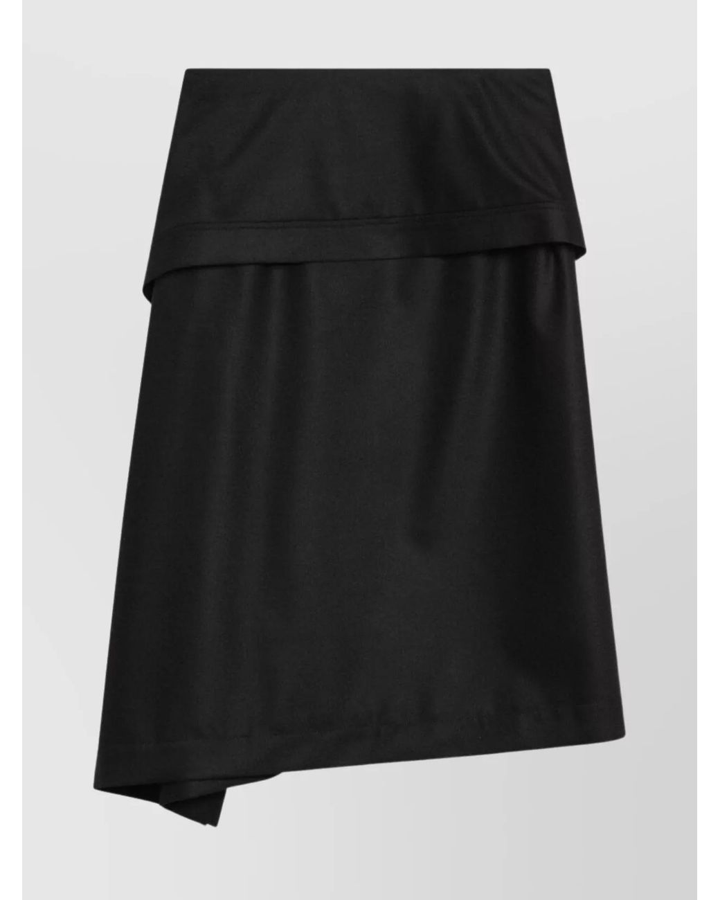Ferragamo Black Virgin Wool Asymmetric Skirt