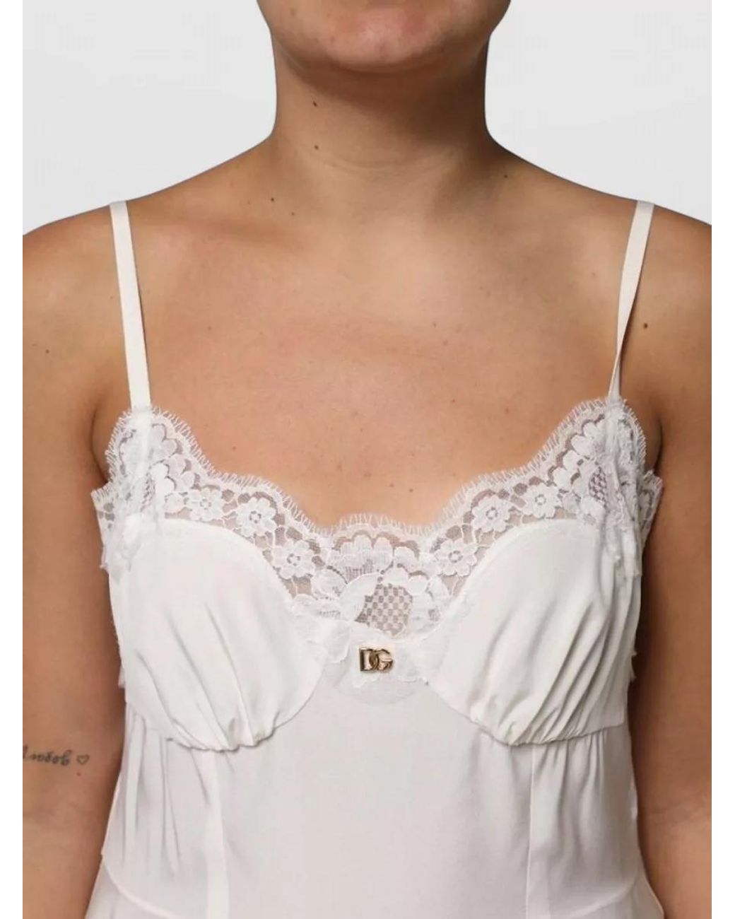 Dolce & Gabbana White Silk Lace Mini Dress