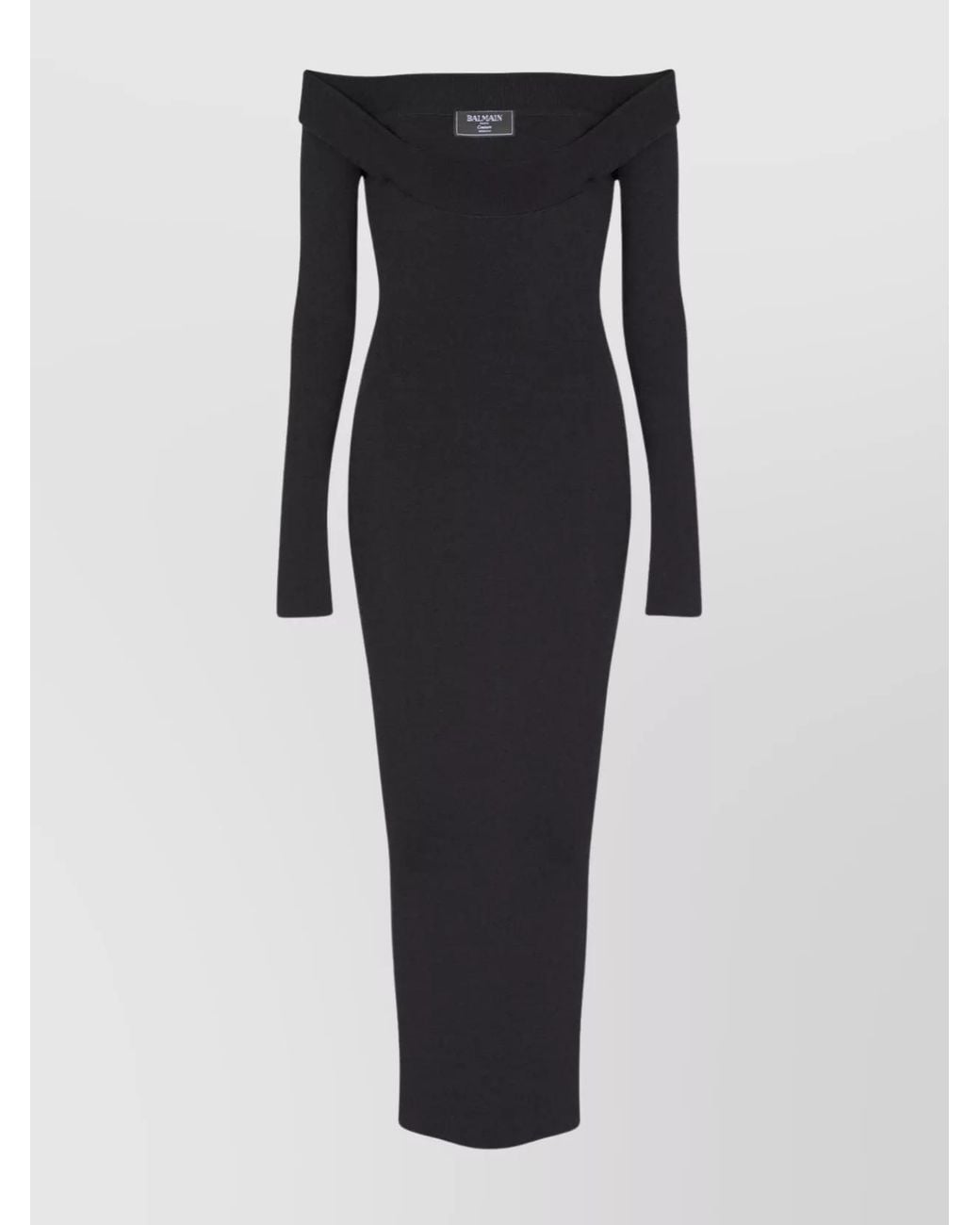 Balmain Black Ribbed Zip Midi Dress