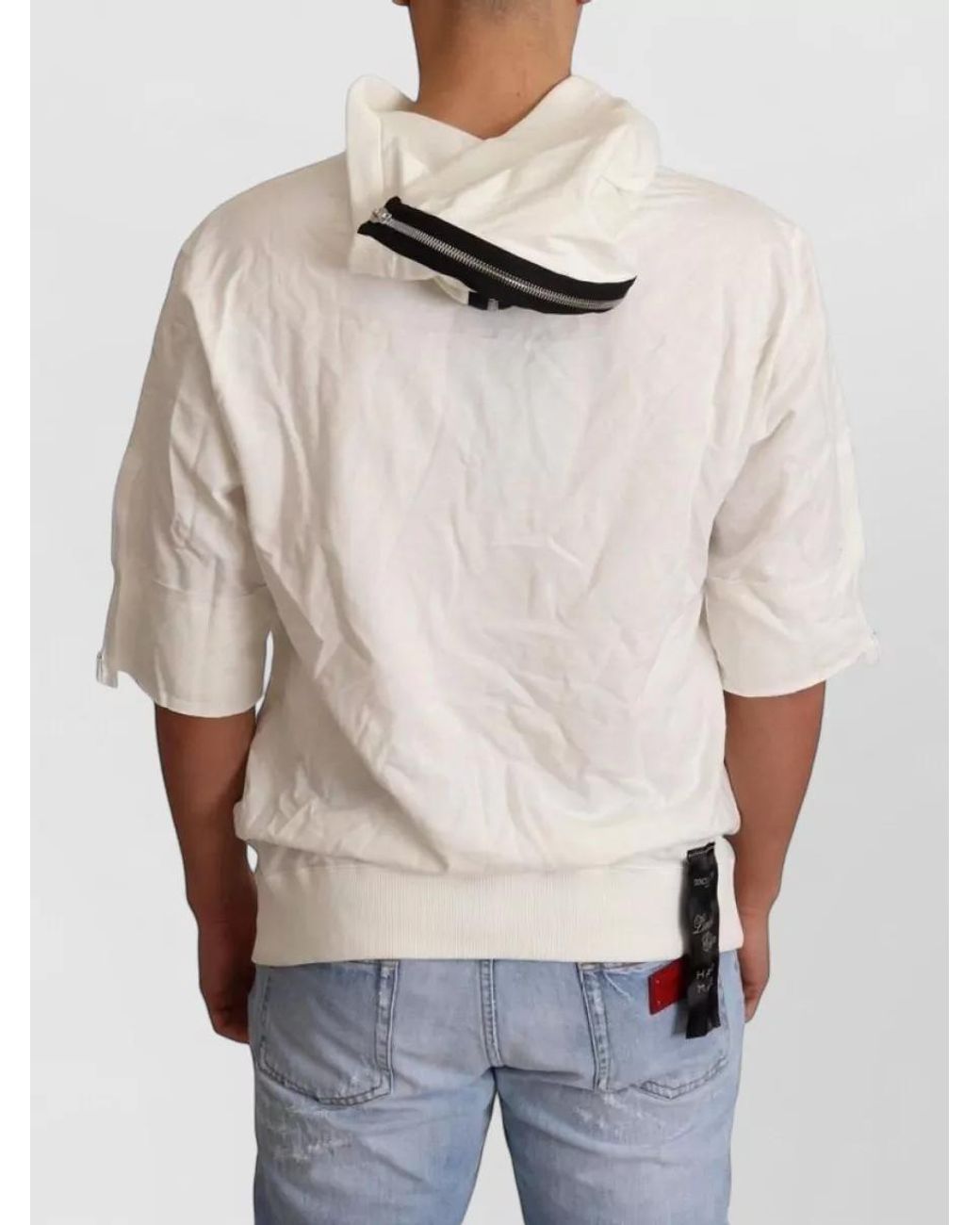 Dolce & Gabbana Natural Cotton Short-Sleeve Hooded T-Shirt for men