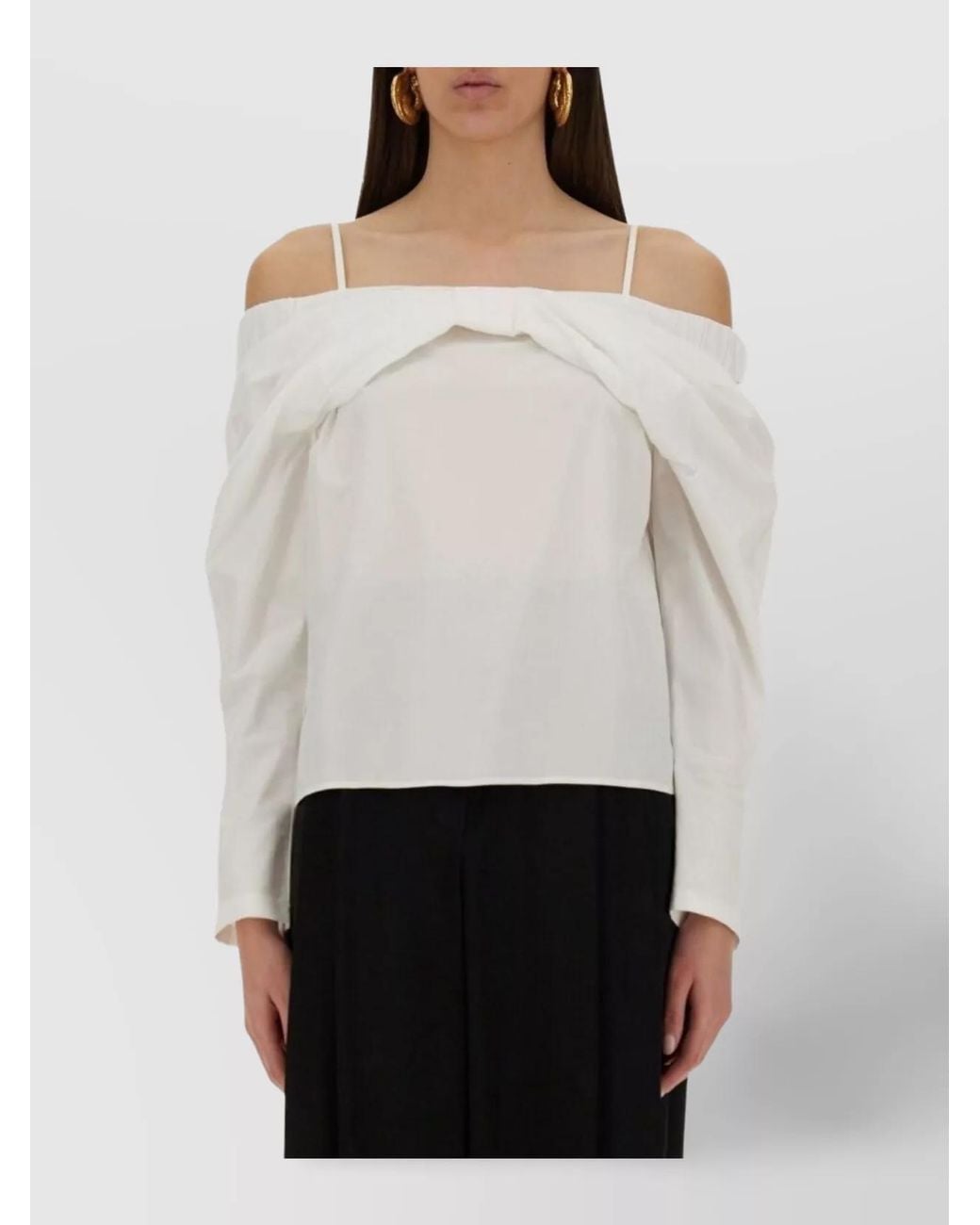 Nina Ricci White Cotton Off-Shoulder Blouse