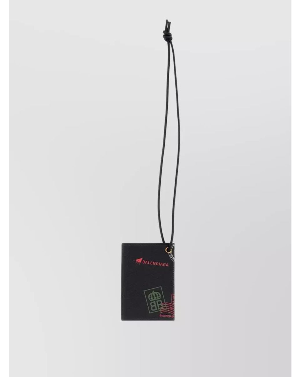Balenciaga White Leather Passport Card Holder Keyring for men