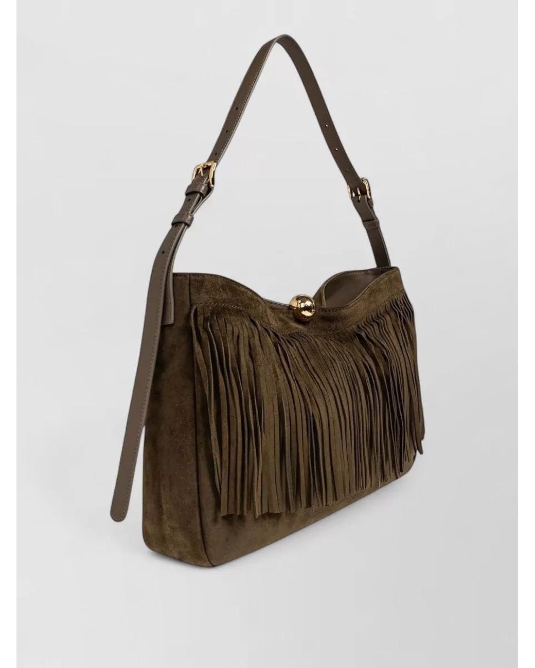 Furla Brown Na Leather Fringed Shoulder Bag
