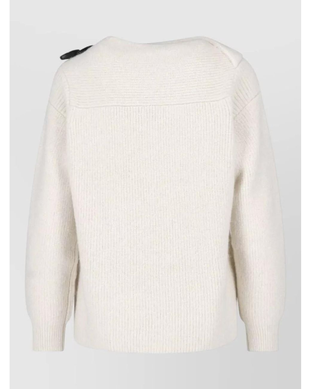 Isabel Marant White Alpaca Ribbed Asymmetric Turtleneck Jumper