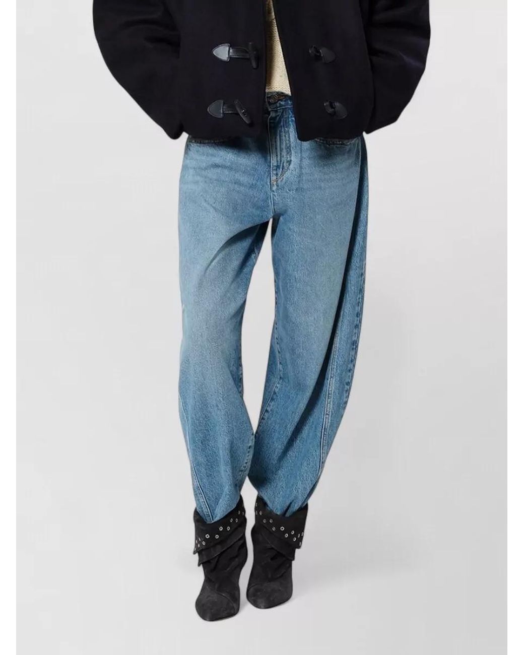 Isabel Marant Blue Cashmere Wool Hooded Single Breasted Coat