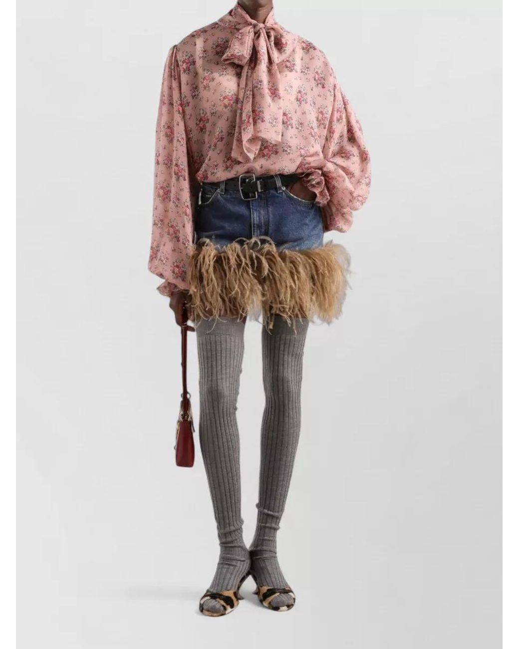 Dolce & Gabbana Pink Silk Floral Print Long-Sleeve Blouse