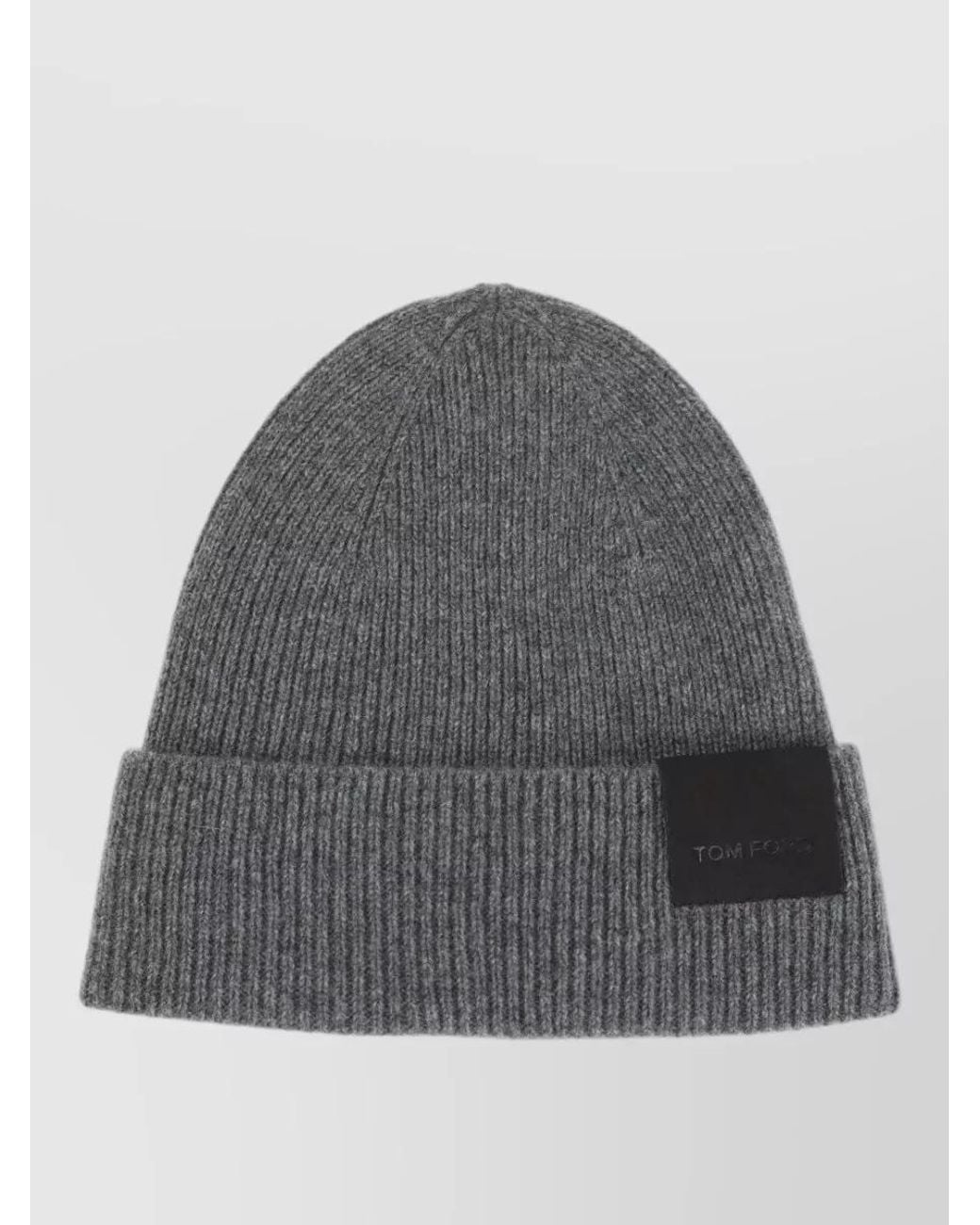 Tom Ford Gray Ribbed Cashmere Beanie for men