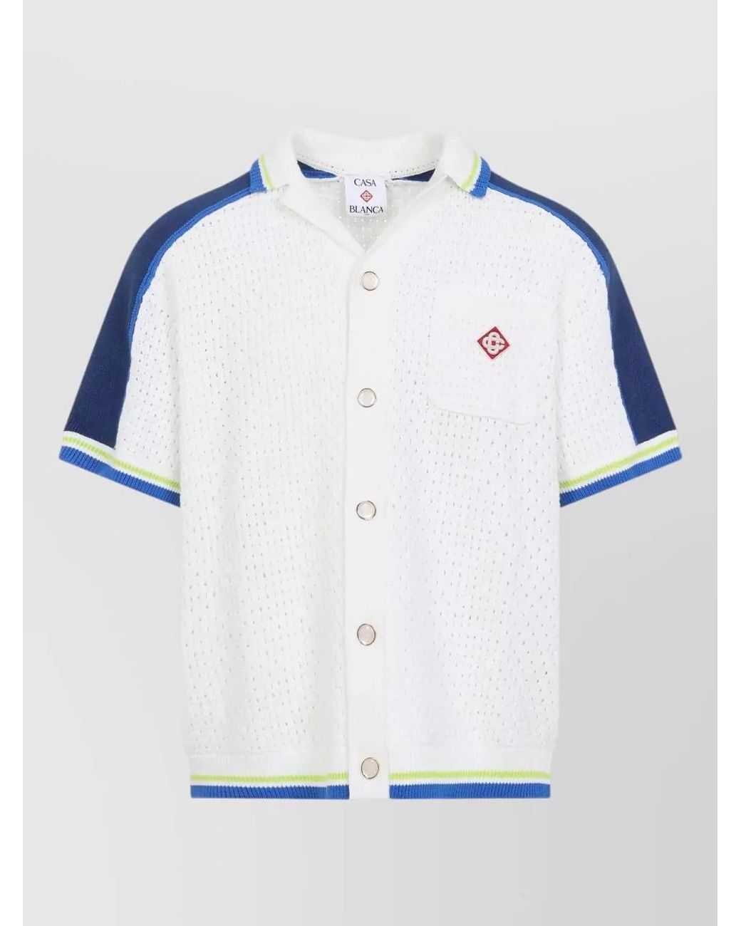 Casablanca Blue Crochet Short-Sleeve Shirt for men