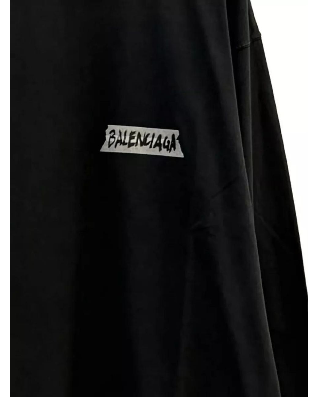 Balenciaga Black Cotton Long-Sleeve Oversized T-Shirt for men