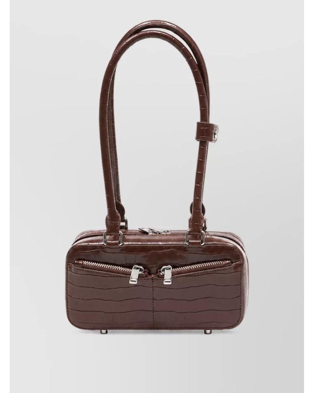 Self-Portrait Brown Mini Leather Clutch Bag