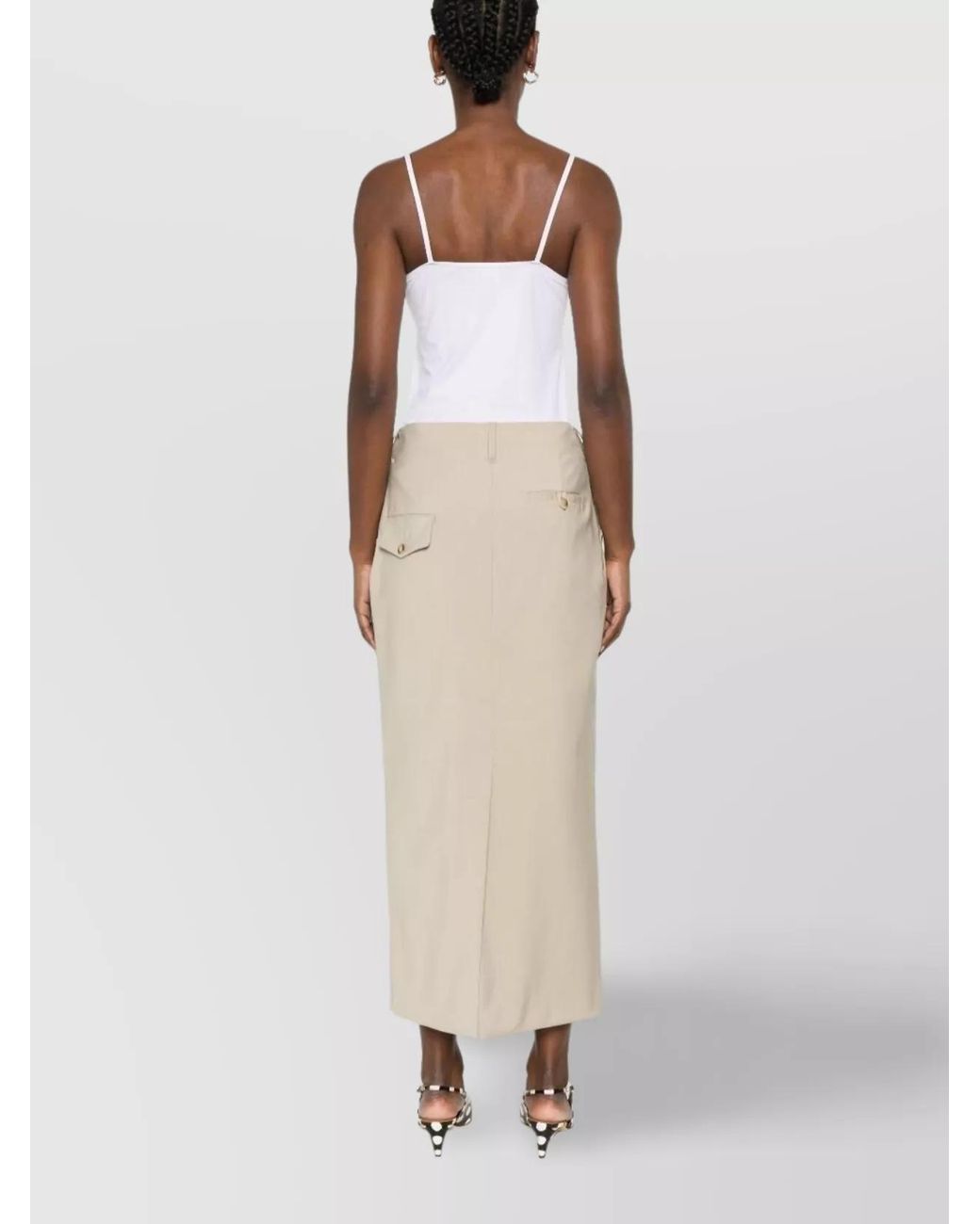 Moschino Natural Wool High-Rise Knee-Length Skirt