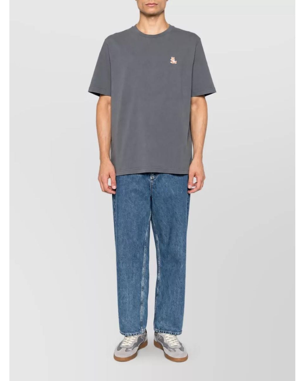 Maison Kitsuné Gray Cotton Crew Neck Short-Sleeve T-Shirt for men