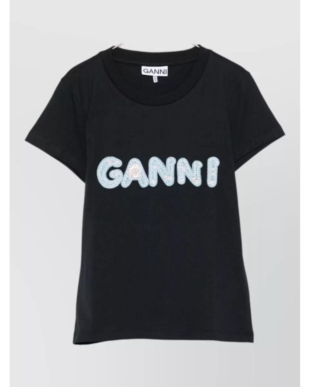 Ganni Black Logo Cotton Baby-Fit T-Shirt
