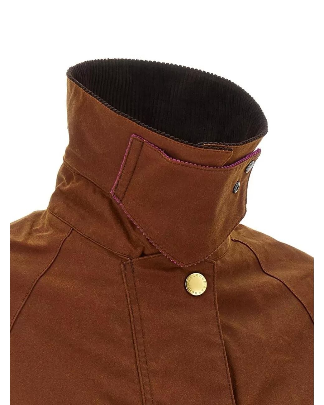 Barbour Brown Waxed Cotton Single Breasted Coat