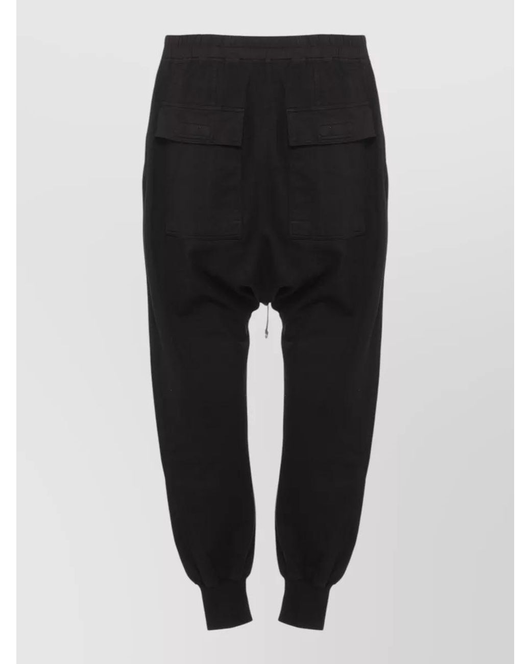Rick Owens Black Cotton Straight-Leg Track Pants for men