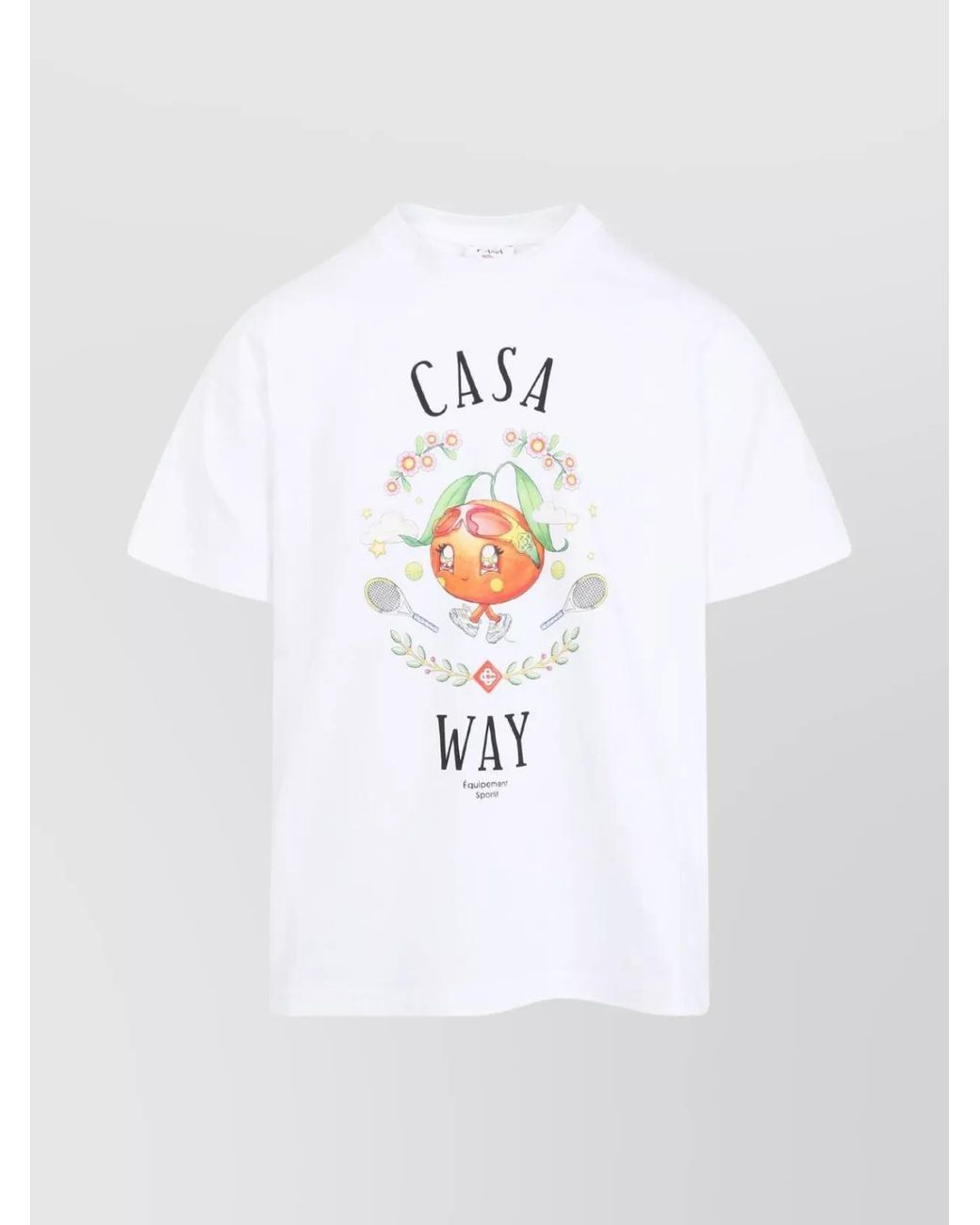 Casablanca White Organic Cotton Printed Short Sleeve T-Shirt for men