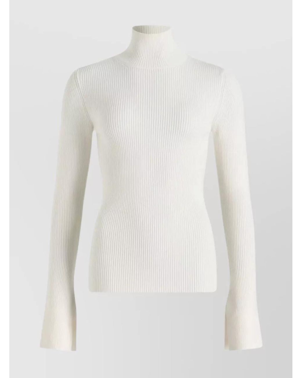Patou White Ribbed Turtleneck Jumper