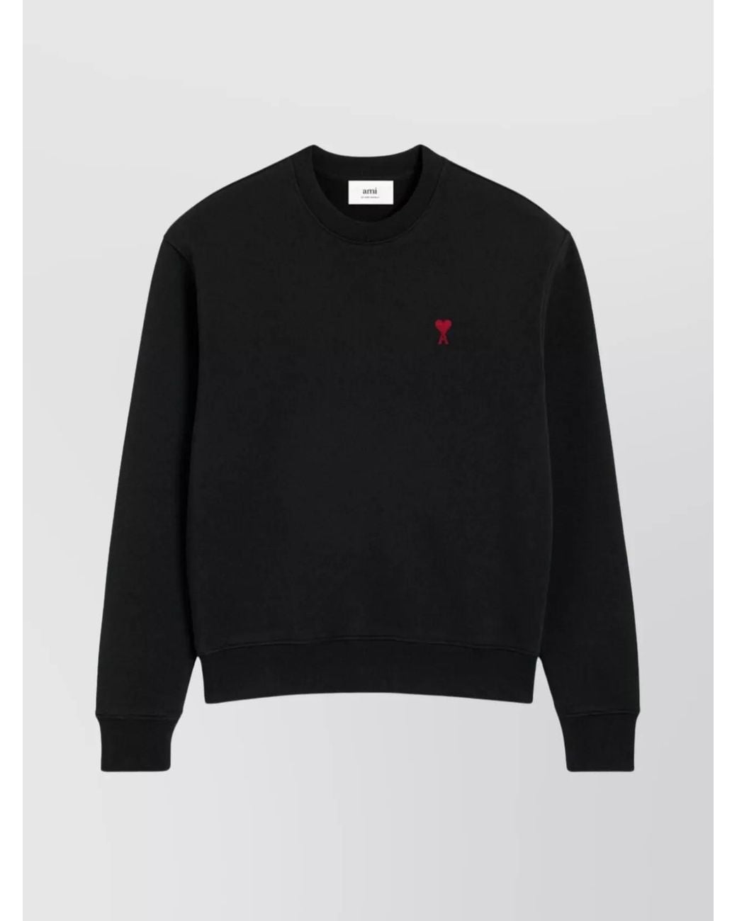 AMI Black Cotton Logo-Embroidered Crewneck Sweatshirt for men