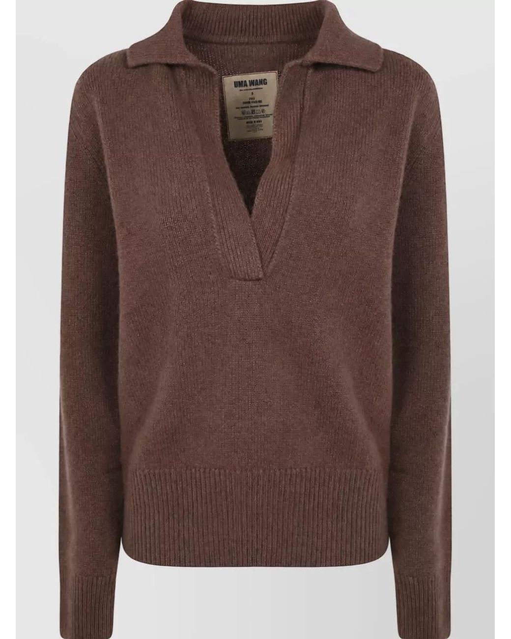 Uma Wang Brown Cashmere Polo Jumper
