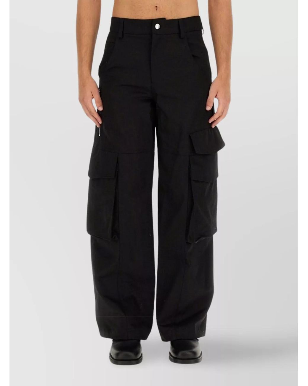 Gcds Black Cotton Regular-Fit Cargo Trousers for men