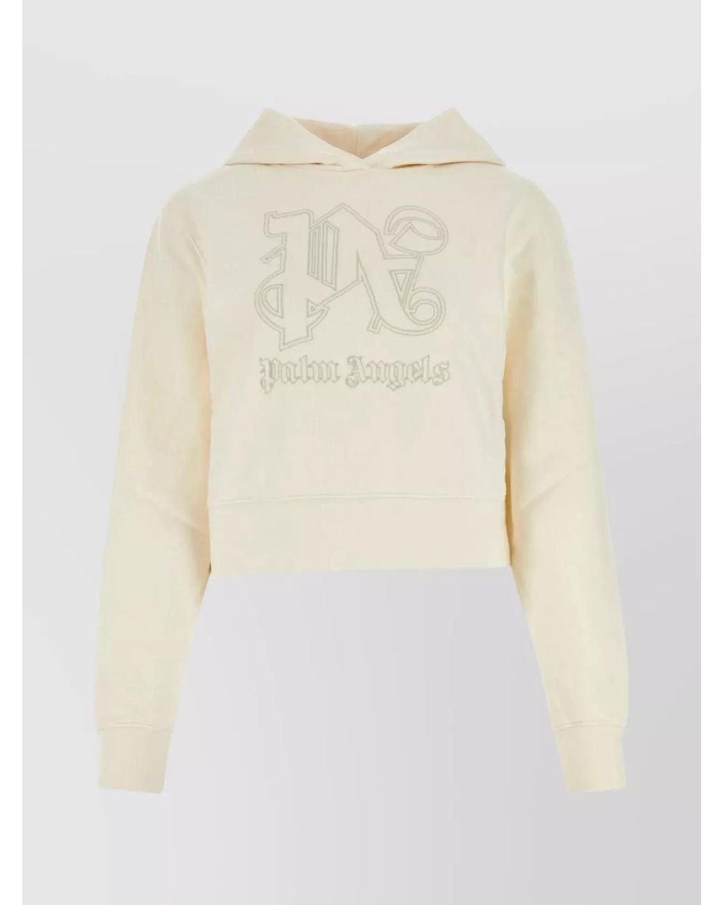 Palm Angels White Cotton Hooded Sweatshirt