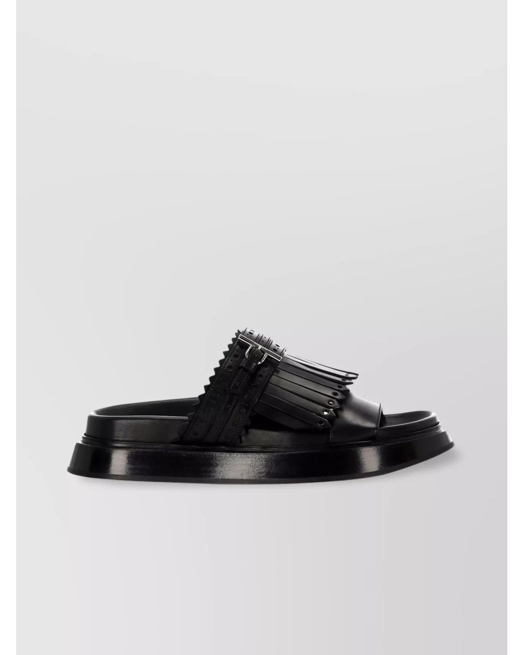 McQueen Black Leather Slippers