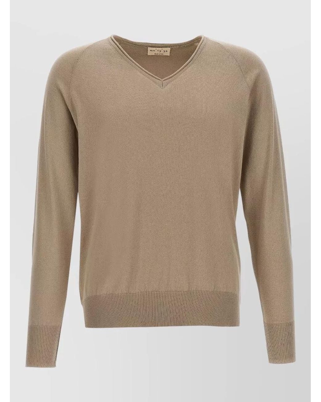 Ma'ry'ya Natural Cotton V-Neck Long-Sleeve Jumper for men