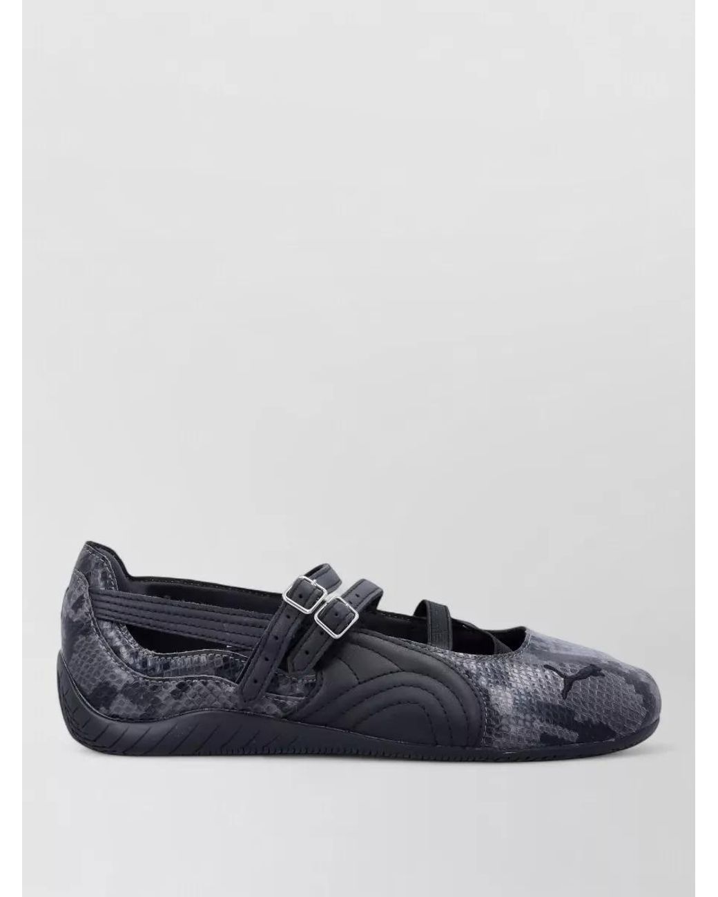 PUMA Blue Leather Snake-Effect Ballerina Flats