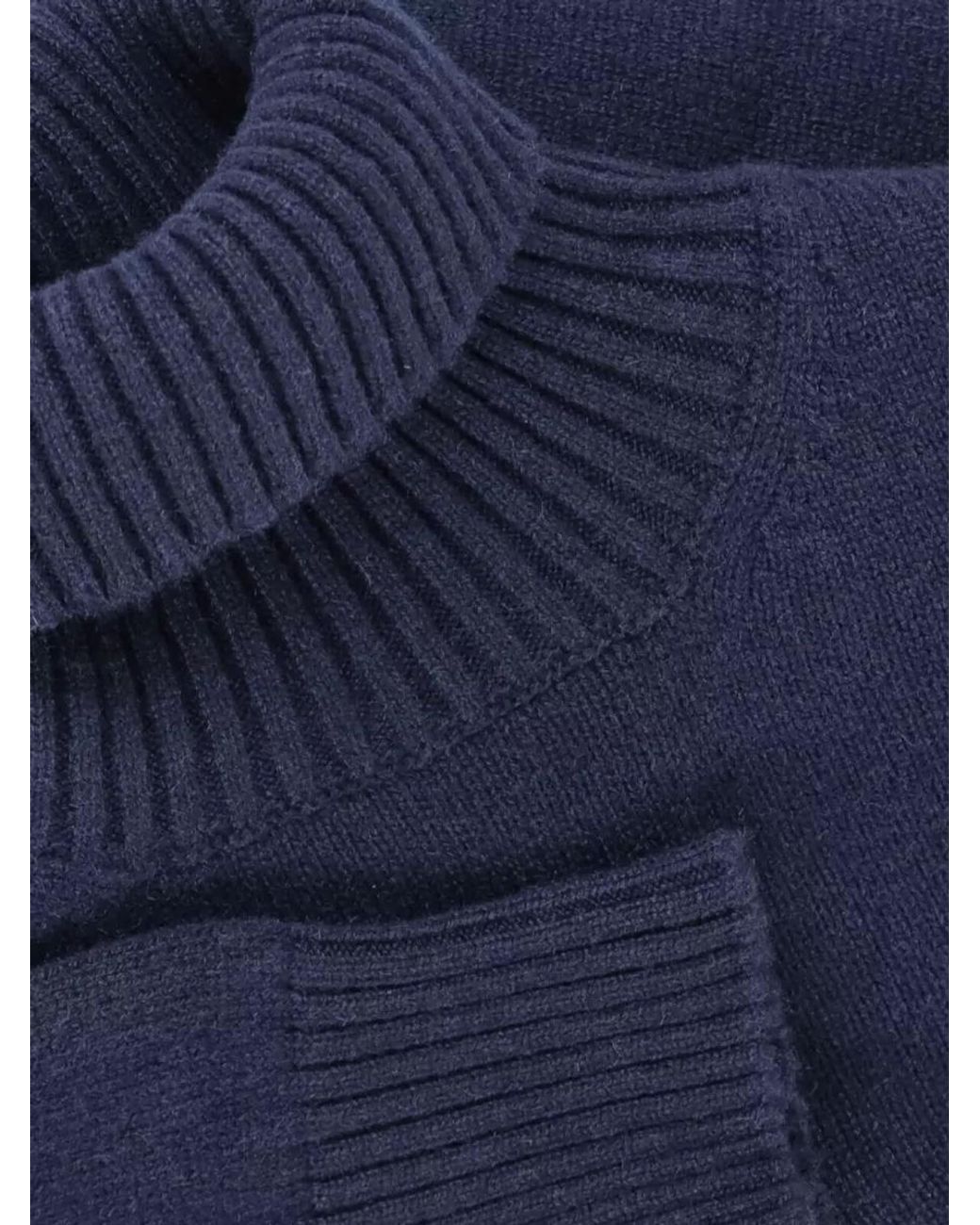 Drumohr Blue Cashmere Crewneck Jumper for men