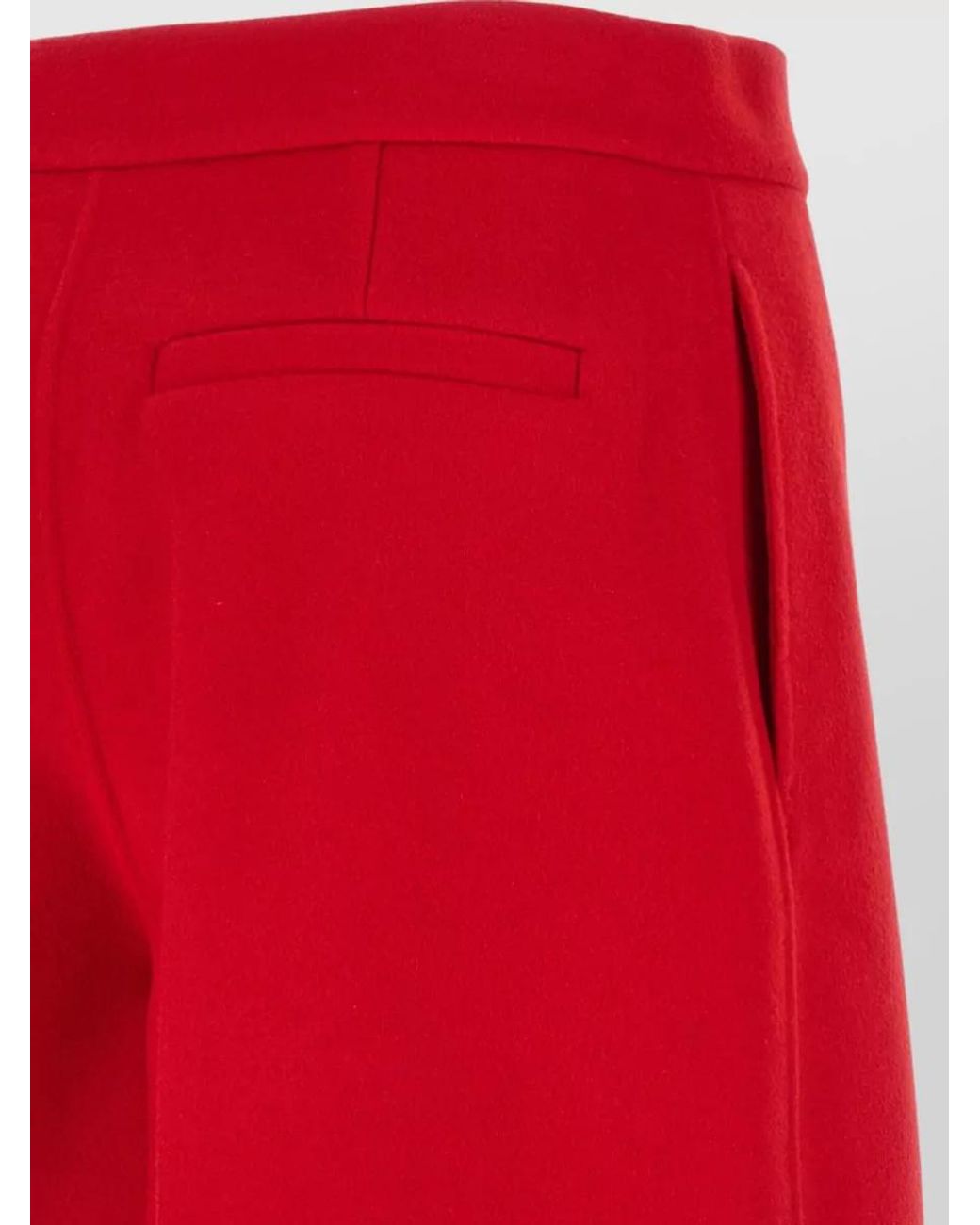 Sportmax Red Virgin Wool Low-Rise Cropped Shorts