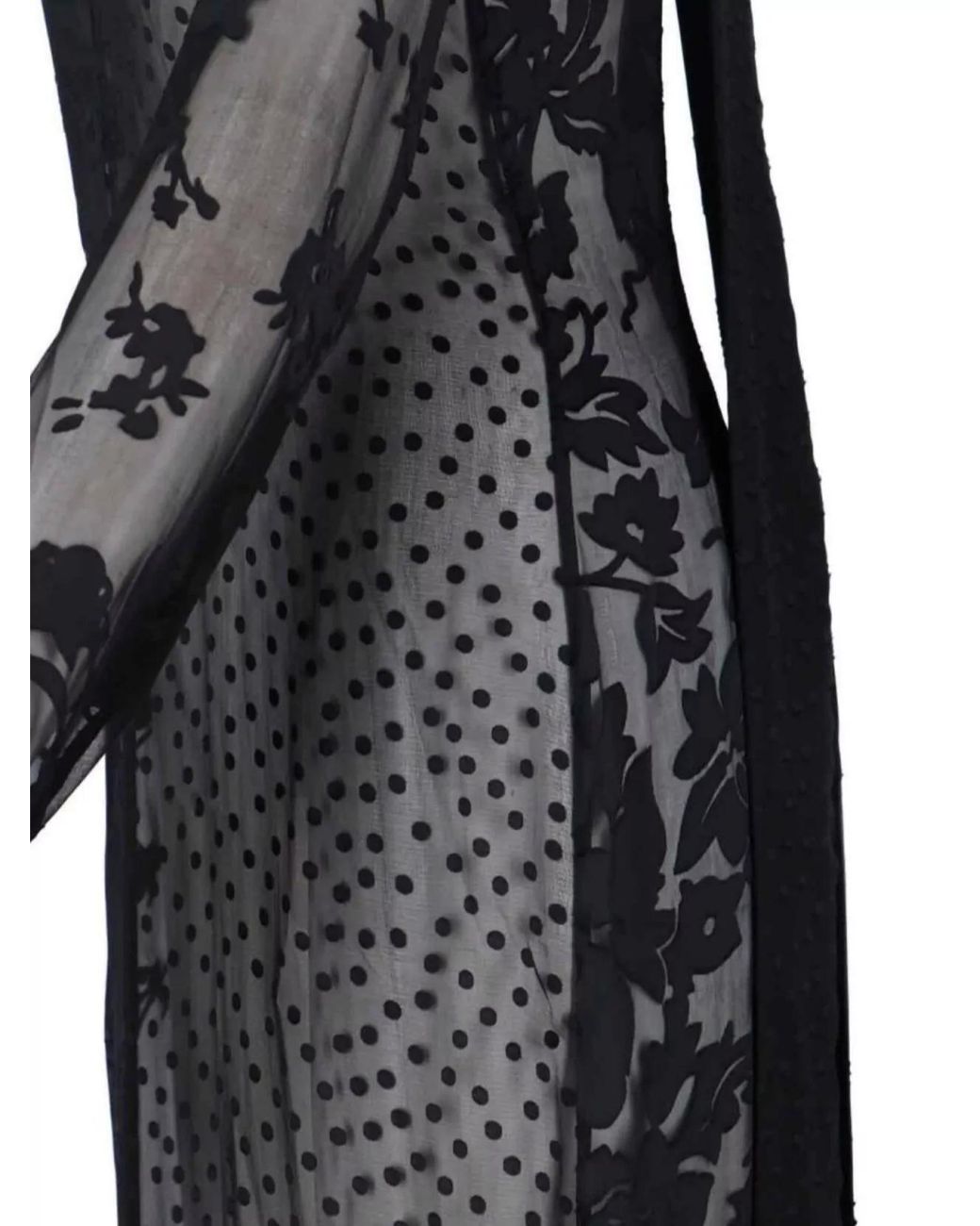 MARINE SERRE Black Silk Midi Dress