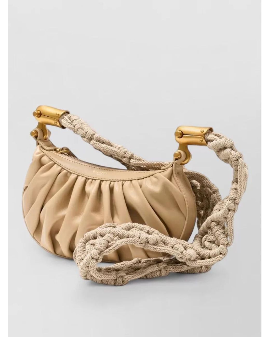 Balmain Natural Ebene Mini Leather Shoulder Bag