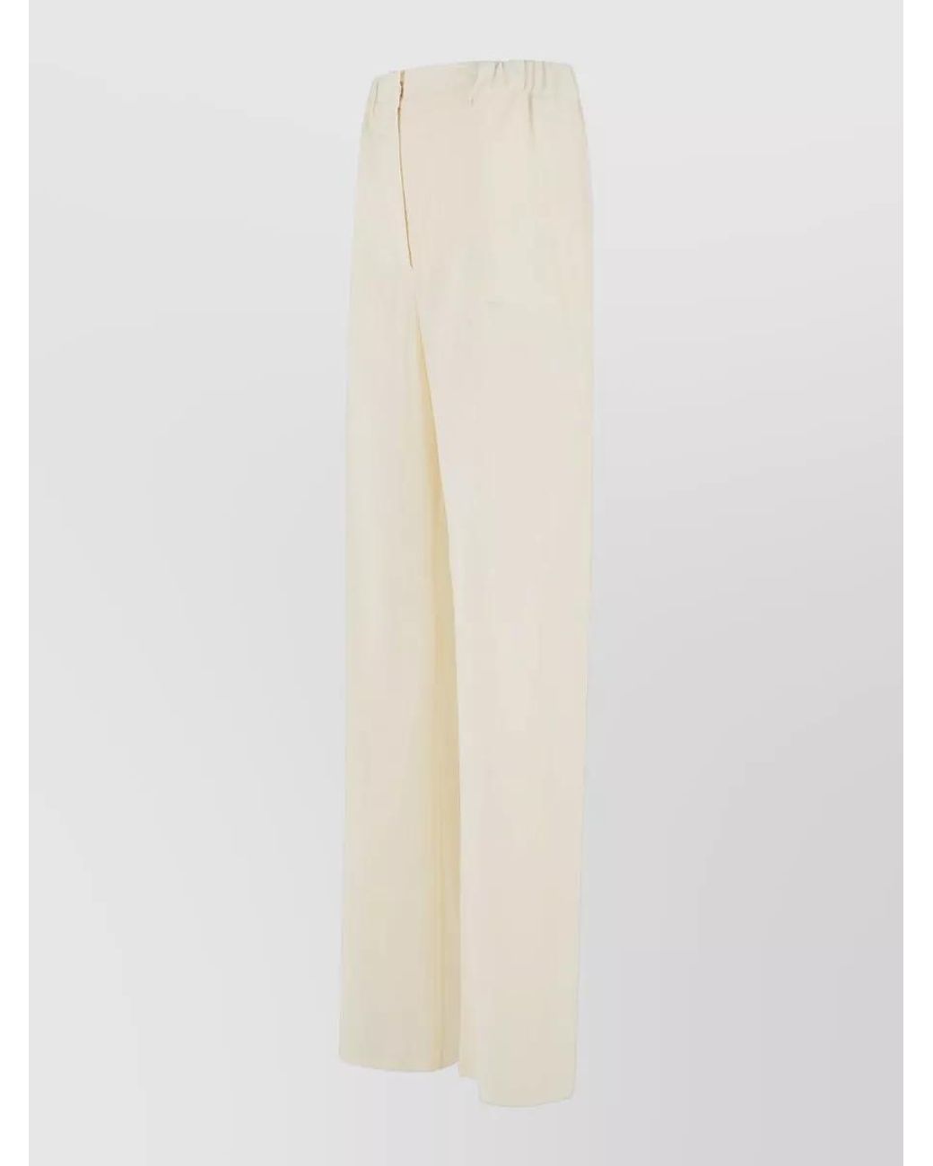 Max Mara White Virgin Wool Wide-Leg Trousers