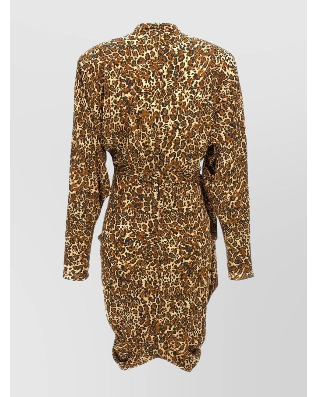 Isabel Marant Natural Silk Leopard-Print Draped Wrap Mini Dress