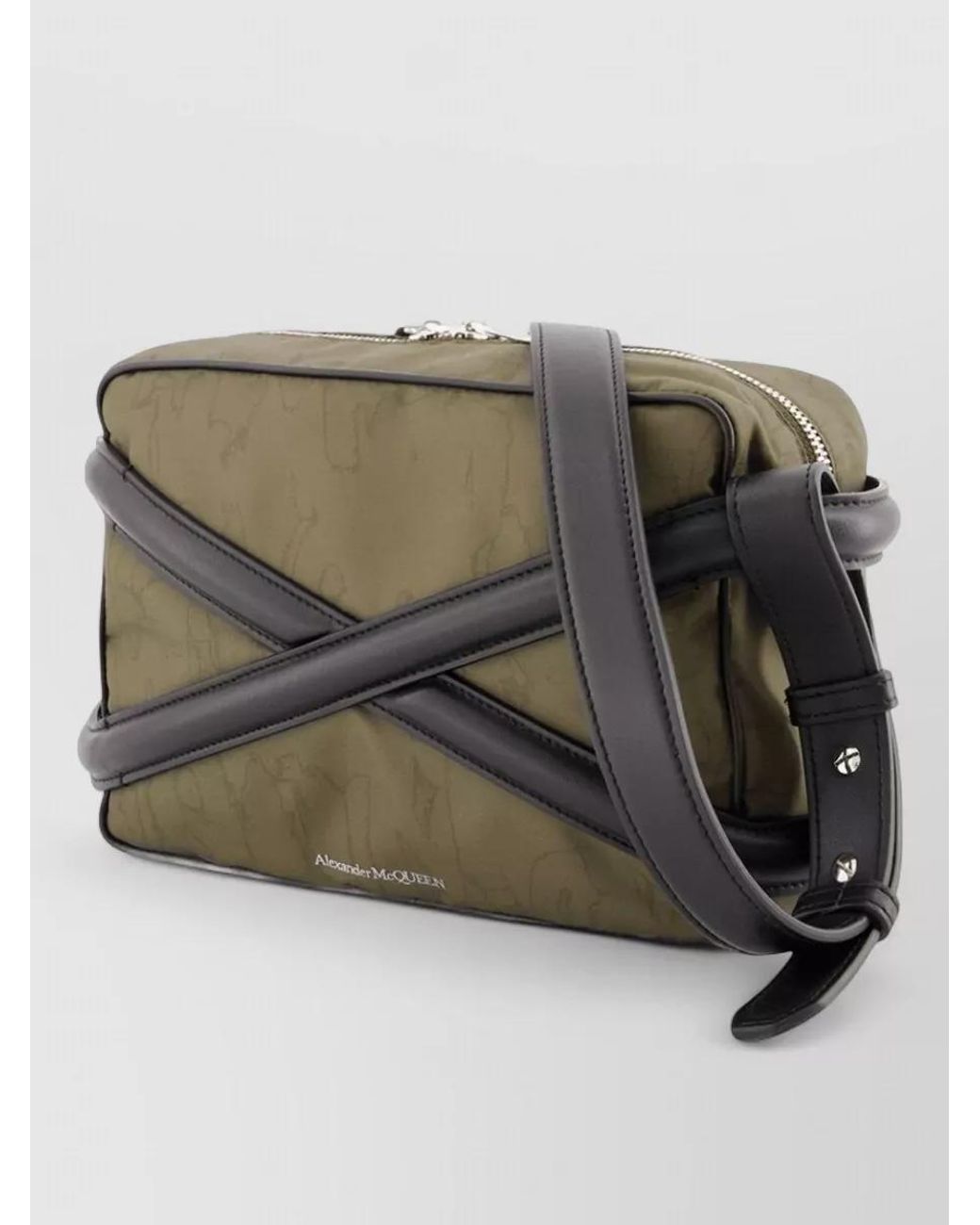 McQueen Gray Nylon Camera Crossbody Bag for men