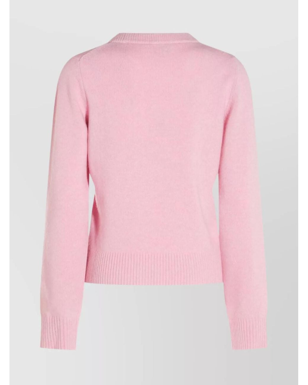 Ganni Pink Ribbed Poodle-Intarsia Crewneck Jumper