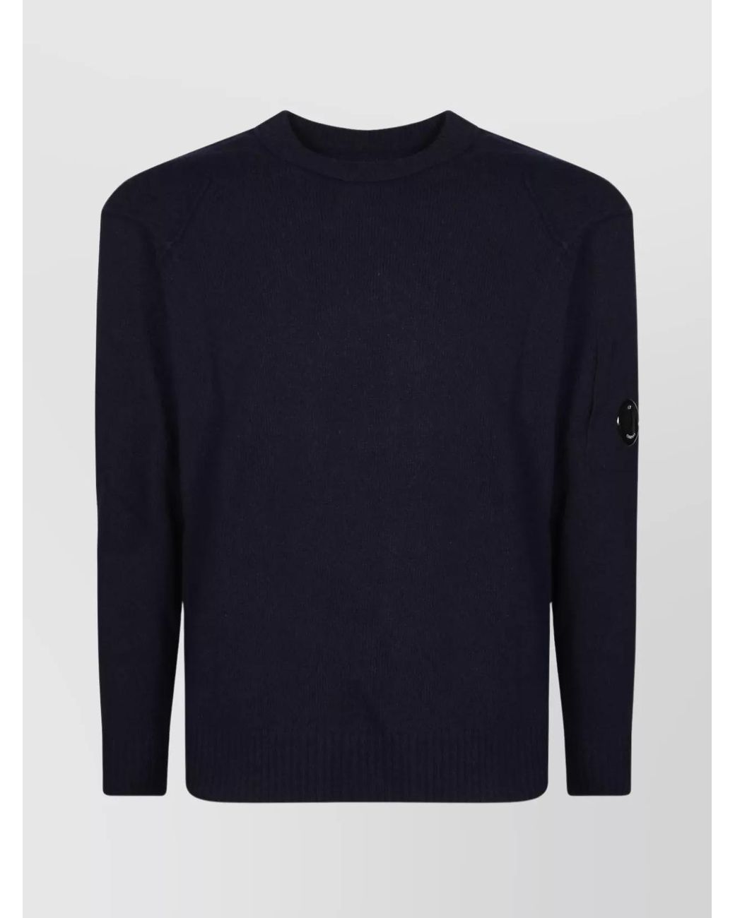 C P Company Blue Merino Wool Ribbed Regular-Fit Crew-Neck Jumper for men
