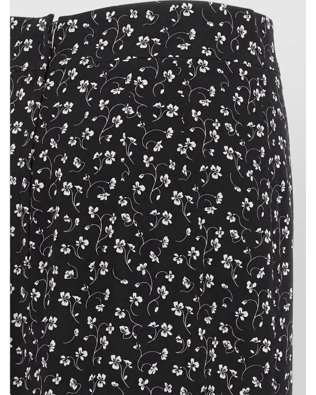 Dolce & Gabbana Black Silk Floral-Print High-Rise Midi Pencil Skirt