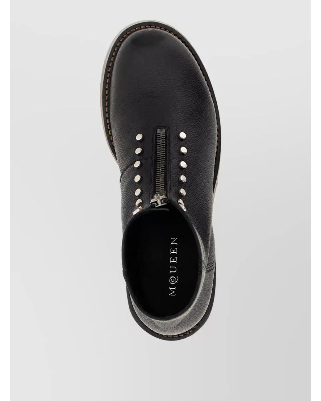 McQueen Black Calfskin Leather Ankle Boots for men