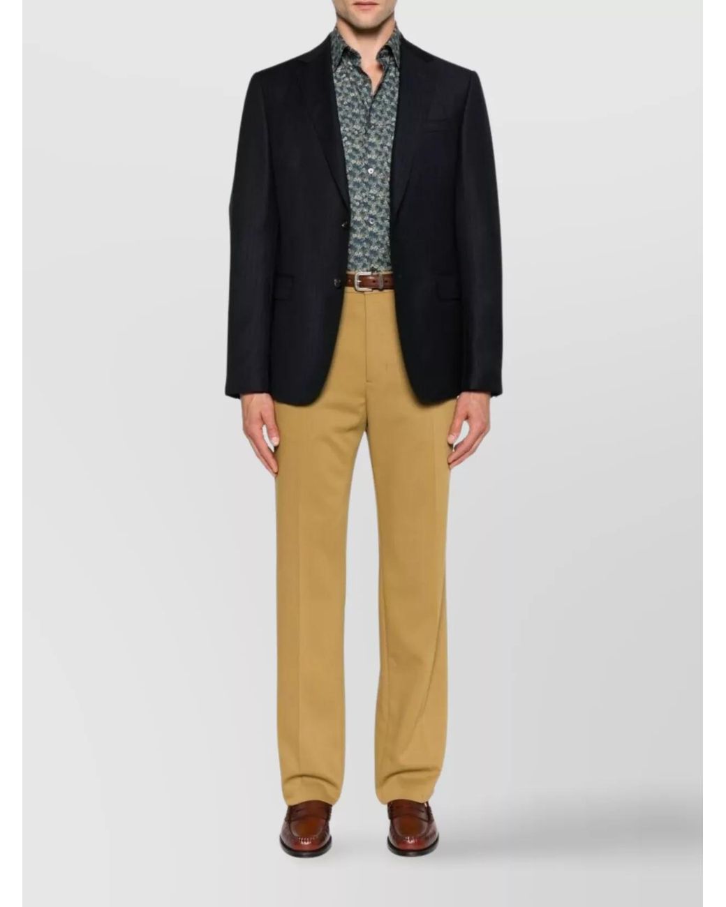 Paul Smith Blue Floral Print Long Sleeve Cotton Shirt for men