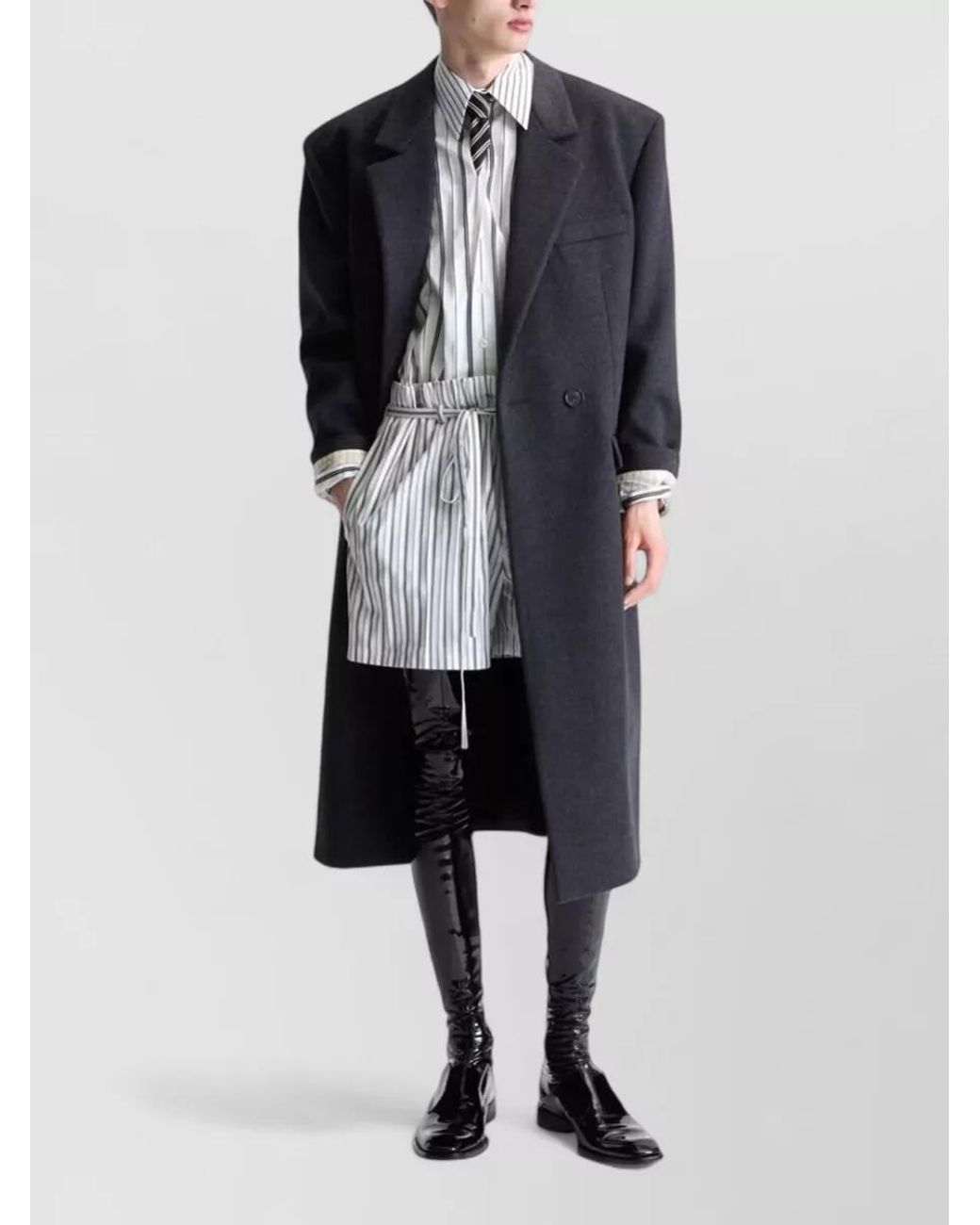 Saint Laurent Blue Wool Double-Breasted Coat for men