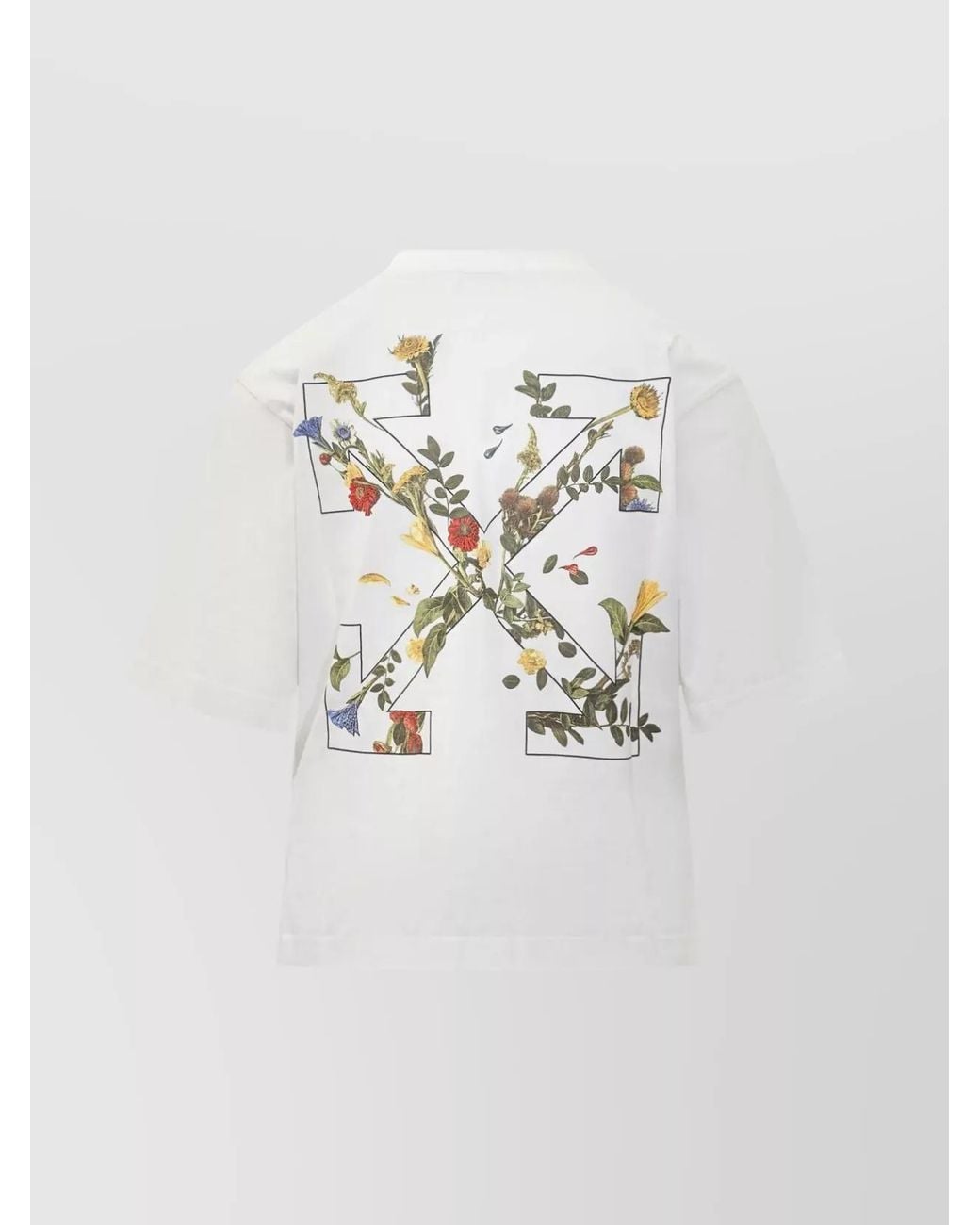 Off-White c/o Virgil Abloh White Cotton Floral Logo Boxy T-Shirt